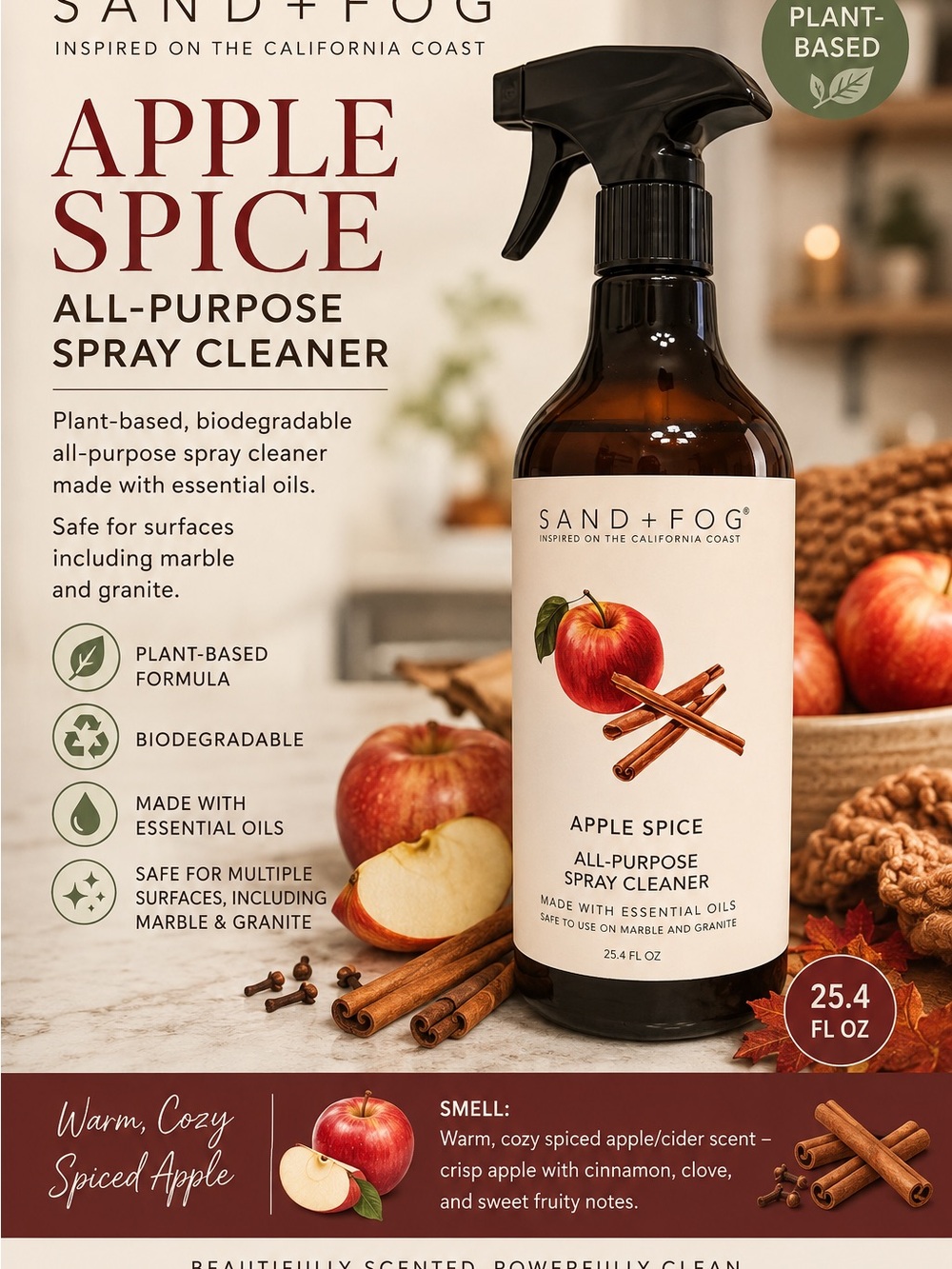 Sand + Fog Apple Spice All-Purpose Spray Cleaner — Brown
